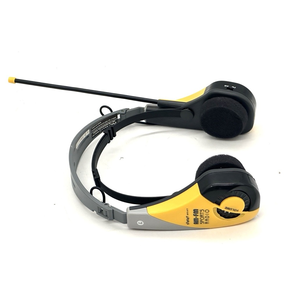 Vintage Street Beat 885M AM/FM Sports Radio Headphones Yellow Lenoxx Tested